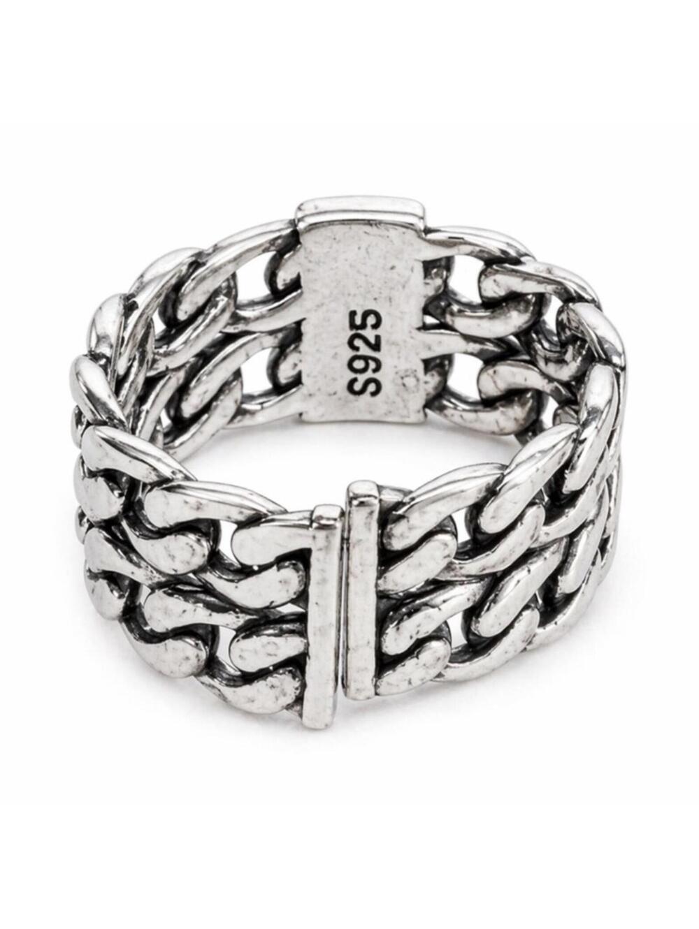 Yves Saint Laurent Paris YSL Chain Link Wide Band Ring Silver S925 - Picture 3 of 5